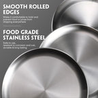 Thenshop 6 Pieces 8 Inch Pizza Pans Bulk Stainless Steel Sets Round Bakeware Pizza Trays for Oven Kitchen Baking Home Restaurant Safe Sturdy Reusable Easy Clean(Silver)