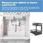 1 Pack-11.4"-16.14"H Under Sink Storage Organizer, Large 2-Tier Elegant Mesh Pull Out Shelf for Kitchen and Bathroom Cabinet Organization, L-Shaped and Adjustable Height Design for Maximum Space-Black