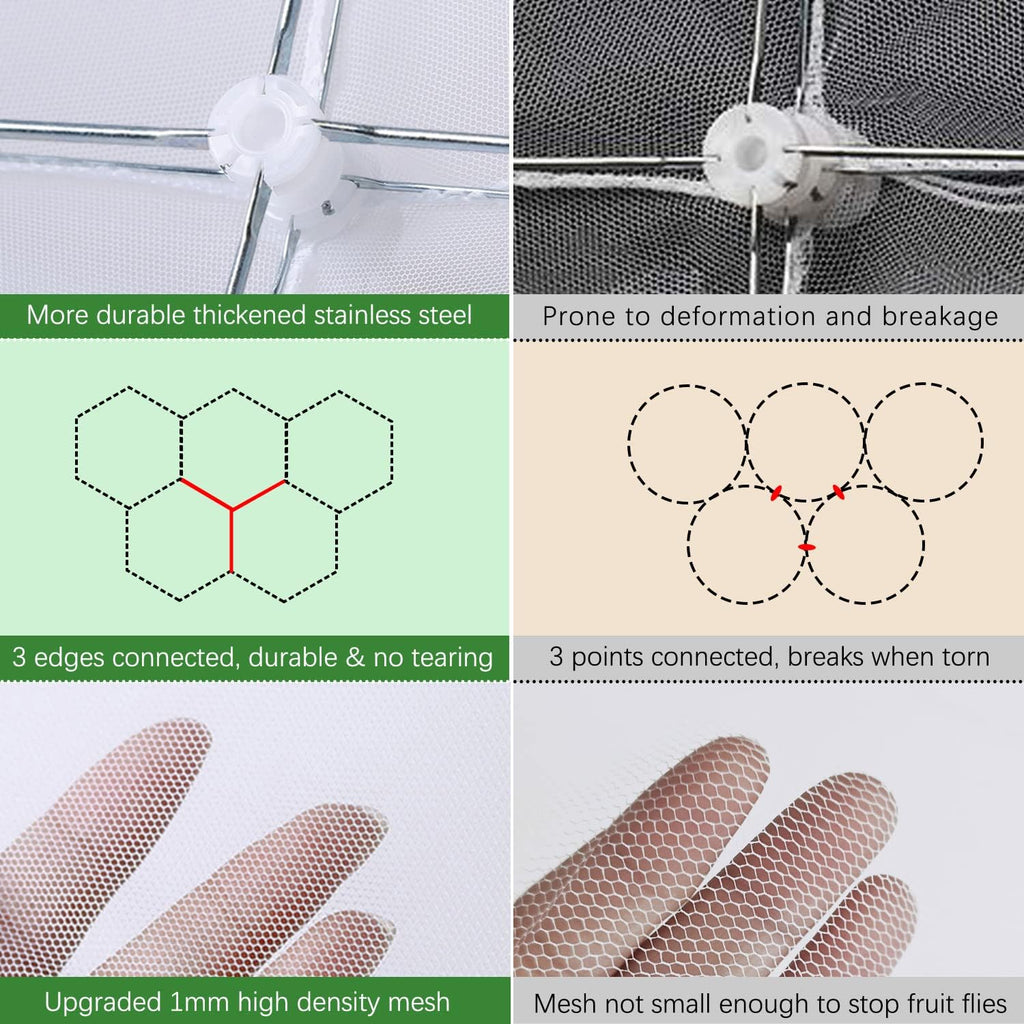 Mesh Food Covers for Outdoors - 10 Pack Upgraded 2 Extra Large 40x24 in & 8 Large 17x17 in Outdoor Party Food Cover Tent Collapsible Picnic Nets Umbrella Screen Pop Up Food Dome for Outside (White)