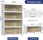 320 Gallon Extra Large Collapsible Storage Bin with Lid, 1280QT Stackable Plastic Organizer with 6x Wheels, Foldable Drawer Cabinet for Closet, Living Room Office Dorm 4Pack, White