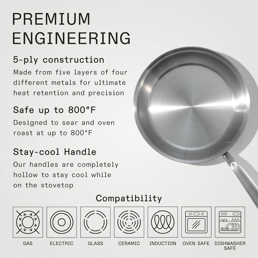 Made In Cookware - 10-Inch Stainless Steel Frying Pan - 5 Ply Stainless Clad - Professional Cookware - Crafted in Italy - Induction Compatible