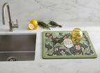 Dish Drying Mat Super Absorbent – 16" x 18" Coffee Mat for Countertops – Non-Slip Drying Mat for Kitchen Counter – Easy to Clean Water Absorbent Mat – Quick Dry Dish Mats (Green Flowers)