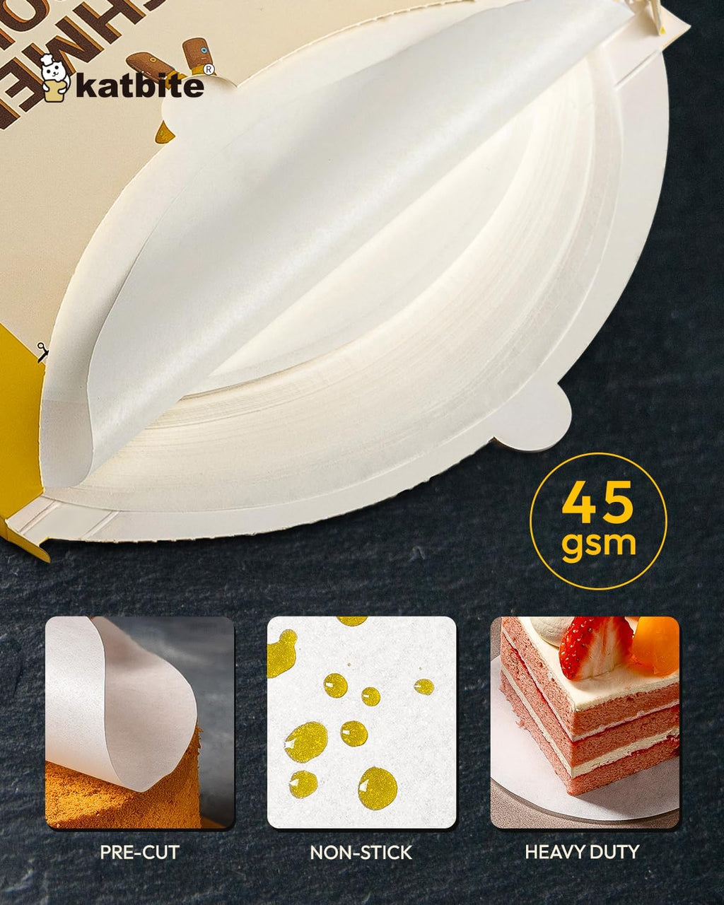 Katbite Heavy Duty Parchment Rounds 4 Inch, 200Pcs Round Parchment Patty Paper Rounds, Use for Baking Small Cakes, Separating Frozen Patty, Toaster Oven, Tortilla Press