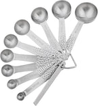 Measuring Cups and Spoons Set 19, Metric & US 18/8 Stainless Steel Measuring Cups and Spoons Set for Kitchen and Baking, Dry & Liquid Metal Measure Cup Spoon with Measure Equivalents