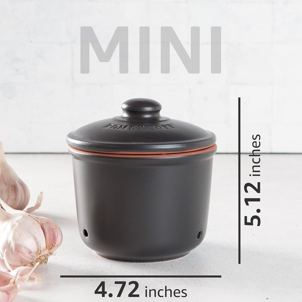 Romertopf Freshness Storage Potato Onion Garlic Clay Pot Set of 3 with Lids - Black