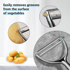 LIIGEMI Effortless Y Peeler with Sharp Stainless Steel Blades for Apples, Cucumbers - Ergonomic Handle for Easy Potato Eye removal, Perfect for Cooking Enthusiasts and Kitchen Novices（silvery）