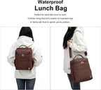 NOL Natural Organic Lifestyle Insulated Lunch Bags for Women Cooler Bag Lightweight Nylon Waterproof Lunch Box For Work (Coffee, Large)