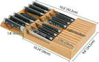 Utoplike in-Drawer Knife Block Bamboo Kitchen Knife Drawer Organizer, Large Handle Steak Knife Holder Without Knives, Fit for 12 Knives and 1 Sharpening Steel (Not Included)
