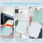 Sandwich Containers, Silicone Sandwich Storage with Snap-Off,Sandwich Box for Lunch,BPA Free,Leakproof, Reusable Plastic Sandwich Holder for Fruit,Salad,Snacks and Food Storage (Blue+Yellow)