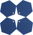 4 Packed Silicone Trivet Mats - DIY Different Size Dish Drying Mat, Hot Pot Holder for Pots & Pans, Non-Slip & Heat Resistant Kitchen Hot Pads for Countertops & Table, Navy Blue