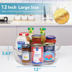 GUZON 4 Pack Lazy Susan Organizer with Handles, 12 Inch Large Lazy Susan Turntable for Cabinet, Clear Rotating Organizer for Kitchen, Pantry, Dresser, Refrigerator, Bathroom, Table, Fridge, Countertop