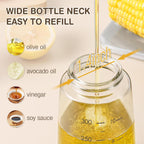 Vucchini Oil Dispenser Olive Oil Dispenser Bottle Set 10 oz for Kitchen Cooking - Auto Flip Condiment Container With Leakproof Vinegar Glass Cruet Non-Drip Spout