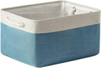 TheWarmHome Fabric Storage Bin with Handles,Storage Basket for Home Storage and Organization, Shelf Basket with Cover for Living Room Bedroom Closet（White & Green Large,15.7L*11.8W*8.3H