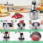 Food Processor, 500W Powerful Meat Grinder, 14Cup Stainless Steel Bowl, 3 Speed Modes 4 Bi-Level Blades for Onion, Meat, Nuts, Fruit, Garlic, Vegetable, Baby Food