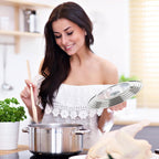 Universal Lids with Tempered Glass Top Fits 6, 7, 8 & 8.2, 9, 10, 11, 12, 12.5 Inch Cookware, Replacement Frying Pan Cover for Pots, Pans and Skillets, Cast Iron Lids for Space Saving