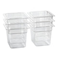 1/6 Size Food Containers 6 Pack 6 Inch Deep Pan Clear BPA free Polycarbonate Stackable Commercial Hotel Pan for Kitchen Business and Food Serving