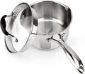 AVACRAFT Stainless Steel Saucepan with Glass Strainer Lid, Two Side Spouts for Easy Pour with Ergonomic Handle, Multipurpose Sauce Pot (5-Ply Capsule Bottom, 2.5 Quart)