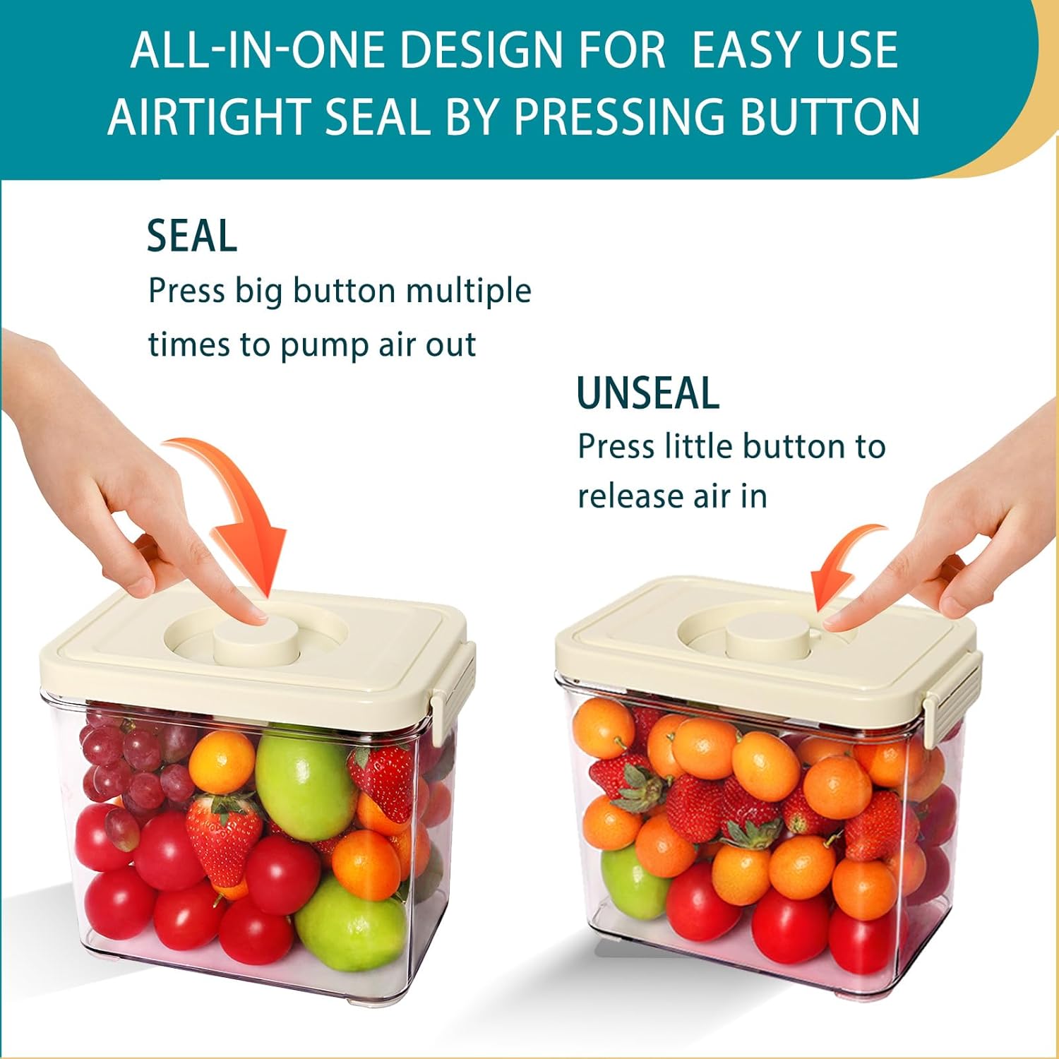 Airtight Containers 2 Units, Triple Vacuum Seal Airtight Food Storage, 2.64 Quart Each Unit, Preserve Fresh and Fragrant for Snacks, Sugar, Spices, Nuts and Coffee Containers