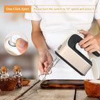 9-Speed Digital Hand Mixer Electric, 400W Powerful DC Motor, Baking Mixer Handheld with Snap-On Storage Case, 5 Stainless Steel Accessories, Flat Beaters, Dough Hooks, Whisk (Champagne Gold)