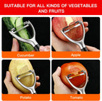 KULUNER 304 Stainless Steel Multi-Function Kitchen Peeler - With Solid Wood Handle, Sharp & Durable Blade, Effortlessly Peels Vegetables and Fruits, Essential Kitchen Tool