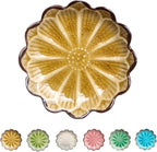 Ceramic Spoon Rest for Stove Top, Flower Cute Spoon Rest for Kitchen Counter, Cooking Spoon Holder for Kitchen Counter, Utensil Rest Spatula Rest Ladle Holder Tong Rest, 1 PC (Ice Cracks, Fall yellow)