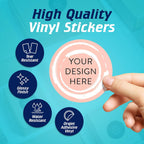 100 Custom Vinyl Stickers - Upload Your own Image, Text, Design, Logo - Personalized Logo Labels for Handmade, Packaging, Bottle, Jars, Candle, Brand Stickers (Peach, 3x3)