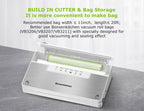 Bonsenkitchen Vacuum Sealer Machine, Stainless Steel Food Sealer Vacuum Sealers with 30 Bags & 1 Roll, 5 Food Vacuum Modes, Built-in Cutter & Bag Storage (White Silver)