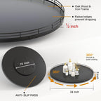 24" Oak Wooden Lazy Susan Turntable for Dining Table, Extra Large Round Lazy Susans Organizer for Kitchen Countertop Charcuterie Boards Cheese Board Organization and Storage Black Home Decor
