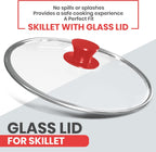 Utopia Kitchen Saute Frying Pan 12 Inch, Cast Iron Chefs Pan, Pre Seasoned Cast iron Skillet With Lid, Safe Grill Cookware for Indoor & Outdoor Use, Red