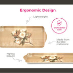 Pimpernel Sugar Magnolia Sandwich Tray - Rectangular Melamine Snack Tray with Blooming Floral Design, Pink & Green Tones - Dishwasher Safe Serving Platter for Breakfast Pastries or Decorative Display