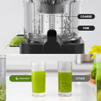AMZCHEF Cold Press Juicer, 4.5" Juicer Machines with Large Feed Chute for Whole Fruits & Vegetables, Stainless Steel Juice Extractor with Large Auger, Dual Strainers, Easy Cleanup & Assembly