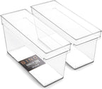 BINO | Plastic Storage Bins, Medium - Deep | THE HANDLER COLLECTION | Multipurpose Organizer Bins | Kitchen Pantry Organizers and Storage | Clear Containers for Organizing Home | Freezer Organizer