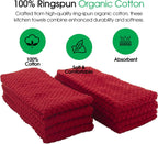 DG Collections Terry Dish Towels, 100% Cotton Kitchen Towels, Set of 8 (15x25 inch) Hand Towels - 400 GSM, Absorbent Terry Cloth Dish Towels for Kitchen, Soft Tea Towels - Red Color