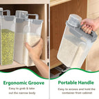 TBMax Rice Container 2 Pack, Airtight Cereal Container Oatmeal Storage with Easy-pouring Spout & Handy Cup for Flour Grain Beans, Pet Dog Cat Bird Food Storage Dispenser-Light Grey