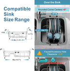 GSlife Small in Sink Dish Drying Rack - Stainless Steel Capacity Expandable Dish Drainer with Utensil Holder for Counter or Inside Sink, 11.9“-16.7” L x 9" W x 5.7" H, Silver