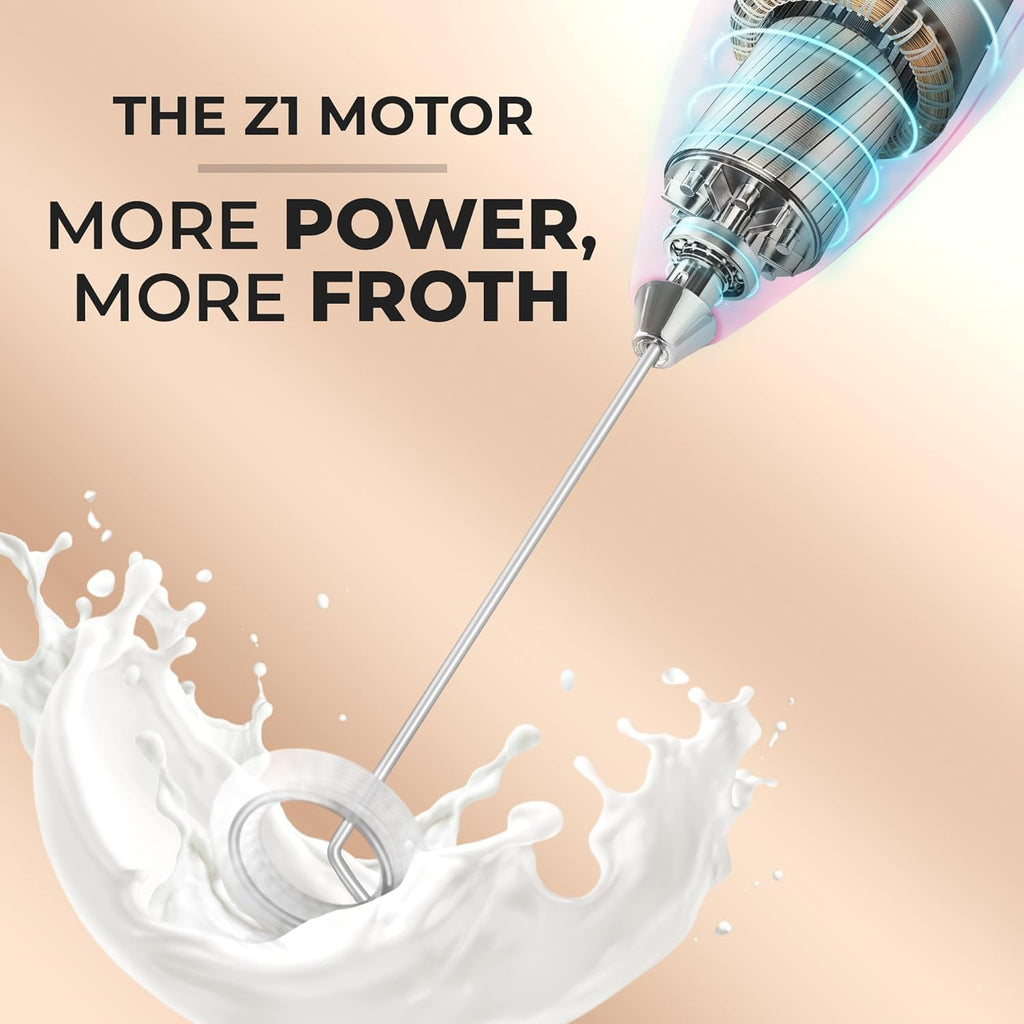 Zulay Kitchen Powerful Milk Frother Wand With 4 AA Duracell Batteries - Ultra Fast Handheld Drink Mixer - Electric Whisk Foam Maker for Coffee, Lattes, Cappuccino, Matcha & Creamer -
