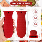 Patelai 2pcs Silicone Handle Cover for Cast Iron Skillet Kitchen Silicone Handles for Pots and Pans Non-Slip Pot Holder Sleeve for Fry Pan Griddles Metal Aluminum Cookware(Red)