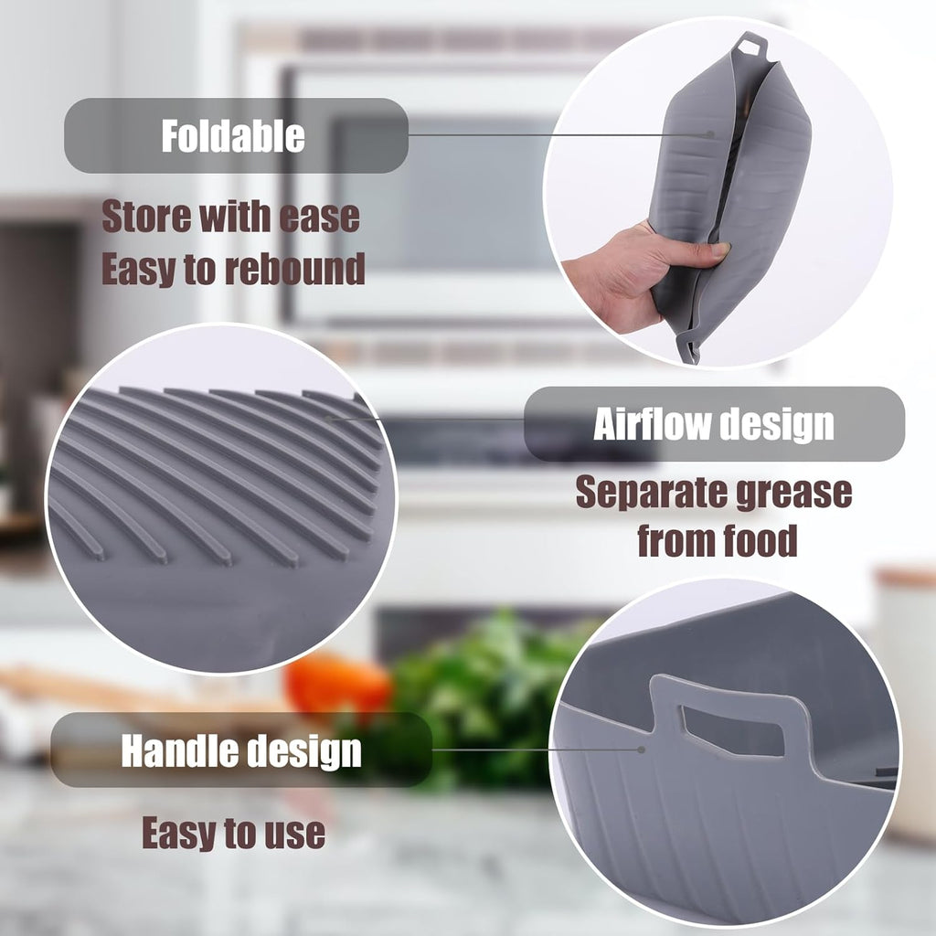 Silicone Liners Square for Air Fryer, 4 Pcs Non-stick Food-grade Reusable Basket Silicone Pot Baking Tray Airfryer Accessories, Top Size 9 inches, Bottom Size 8 inches