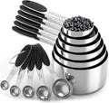 TILUCK Measuring Cups and Spoons Set, Stainless Steel, Kitchen Utensils for Cooking and Baking (11, Black)
