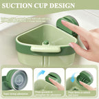 Sink Strainer Basket, 2025 New Upgraded Suction Cup Sink Corner Rack, Triangle Suction Cup Press Sink Drainer Basket, Automatic Dumping Corner Sink Trash Catcher for Kitchen Bathroom (Green)