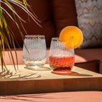 Rolf Glass Cyclone Stemless Wine Tumbler | 17 Ounce Set of 4 | Proudly Made in the USA | Large Engraved Wine Glasses | Lead-Free Glass