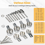 21 Pieces YUNNKEEY Measuring Cups and Spoons Set - Includes 7 Stainless Steel Measuring Cups, 8 Rectangular & 5 Mini Measuring Spoons with Leveler Fits Spice Jars, Ideal for Dry and Liquid Ingredients