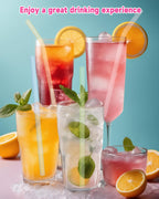 10 Pcs Reusable Glass Drinking Straws, 8” Colorful Glass Straws Shatter Resistant with 2 Cleaning Brush, Set of 5 Straight and 5 Bent Reusable Straw for Beverages, Milk, Juices, Dishwasher Safe