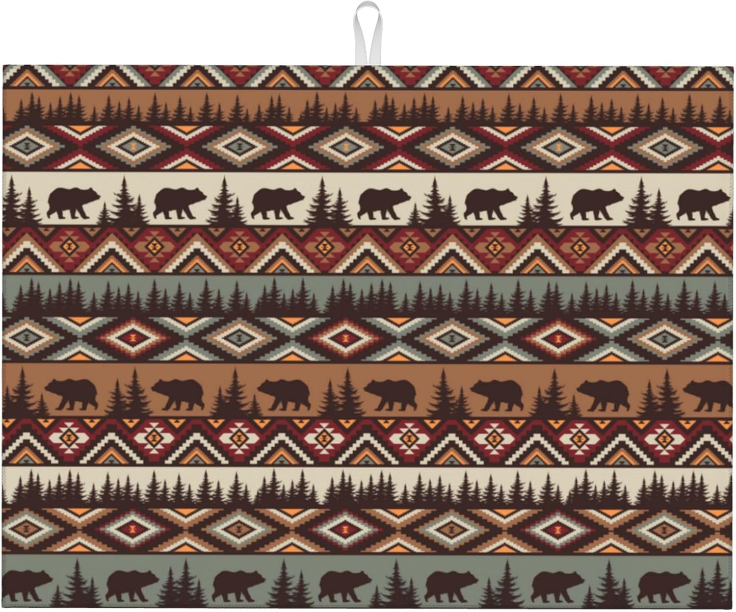 Bear Mountain Microfiber Dish Drying Mat for Kitchen Counter Vintage Rustic Dishes Pad Dish Drainer Rack Mats 18"x24" Absorbent Washable Reusable