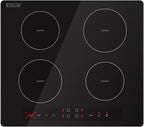 Empava 24 Inch Electric Induction Cooktop 4 Burner Built-in Smooth Glass Stove Top with Power Boost, Touch Control, Timer, Child Lock, Residual Heat Indicator, Hardwired