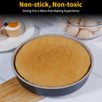 9.5 Inch Round Cake Pan Set of 2,Cast Aluminum Bakeware Ceramic Nonstick Oven and Dishwasher Safe(Black)