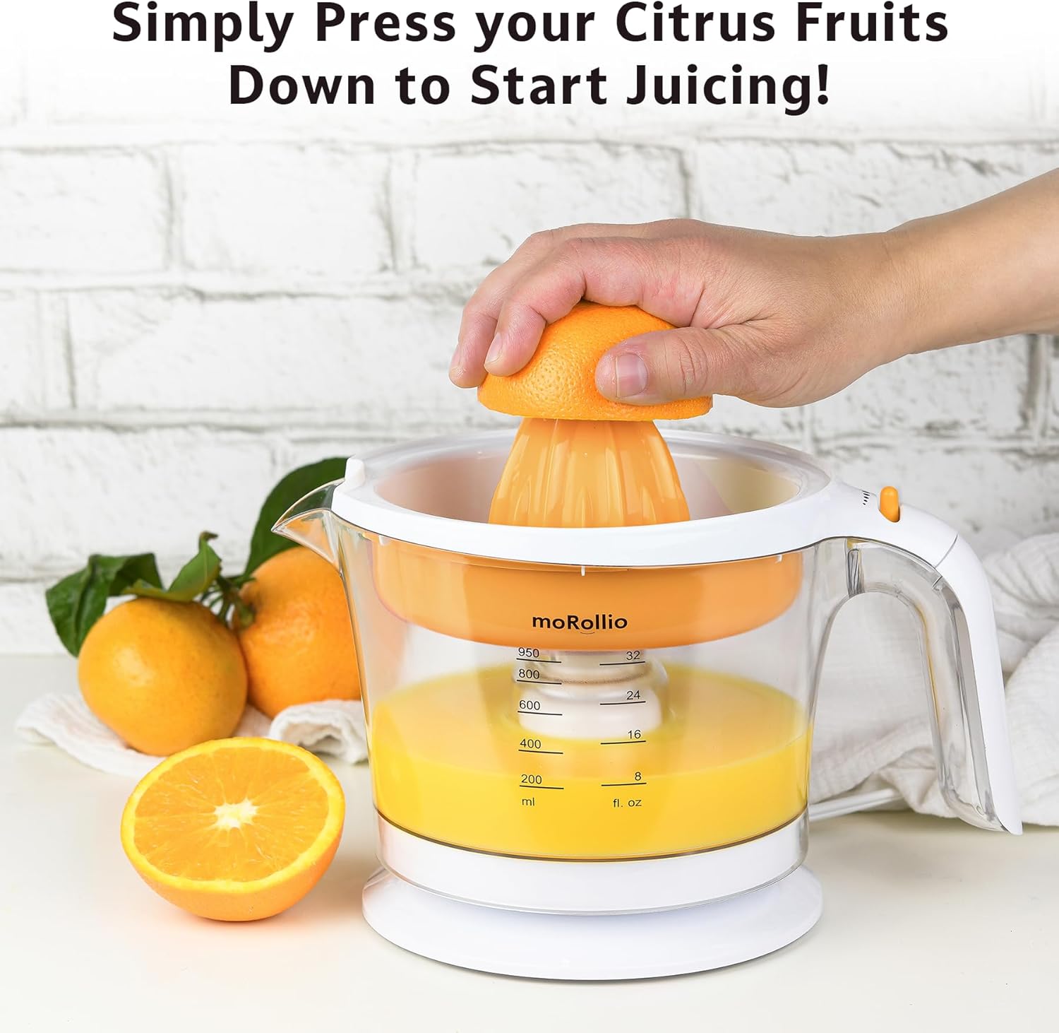 Citrus Juicer, Orange Juicer | Electric Citrus Juice Squeezer with Adjustable Pulp Control, 32oz | for Oranges, Grapefruits, Lemons and Limes