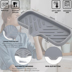 Silicone Bathroom Soap Dishes, Sponge Holder for Kitchen Sink, Shower Soap Holder with Drain, Soap Dispenser Tray, Soap Dish for Bottle, Cup, Sink or Counter Organizer - Gray 9" x 3.15"