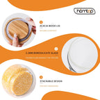 Glass Storage Jars with Acacia Wooden Lid Set of 3, 34 OZ High Borosilicate Glass Containers Kitchen Food Canisters s for Coffee Beans/Sugar/Tea/Nuts