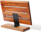 MITSUMOTO SAKARI Japanese Magnetic Knife Block, Japanese Acacia Wood Knives Holder Stand, Enhanced Double-Sided Magnetic Wooden Knife Storage for Kitchen Counter